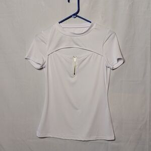 White Top with Cut Out And Zipper Detail Size L